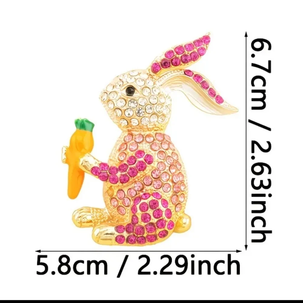 New! Bunny Brooch – Gold Tone with Colorful Faux Stones